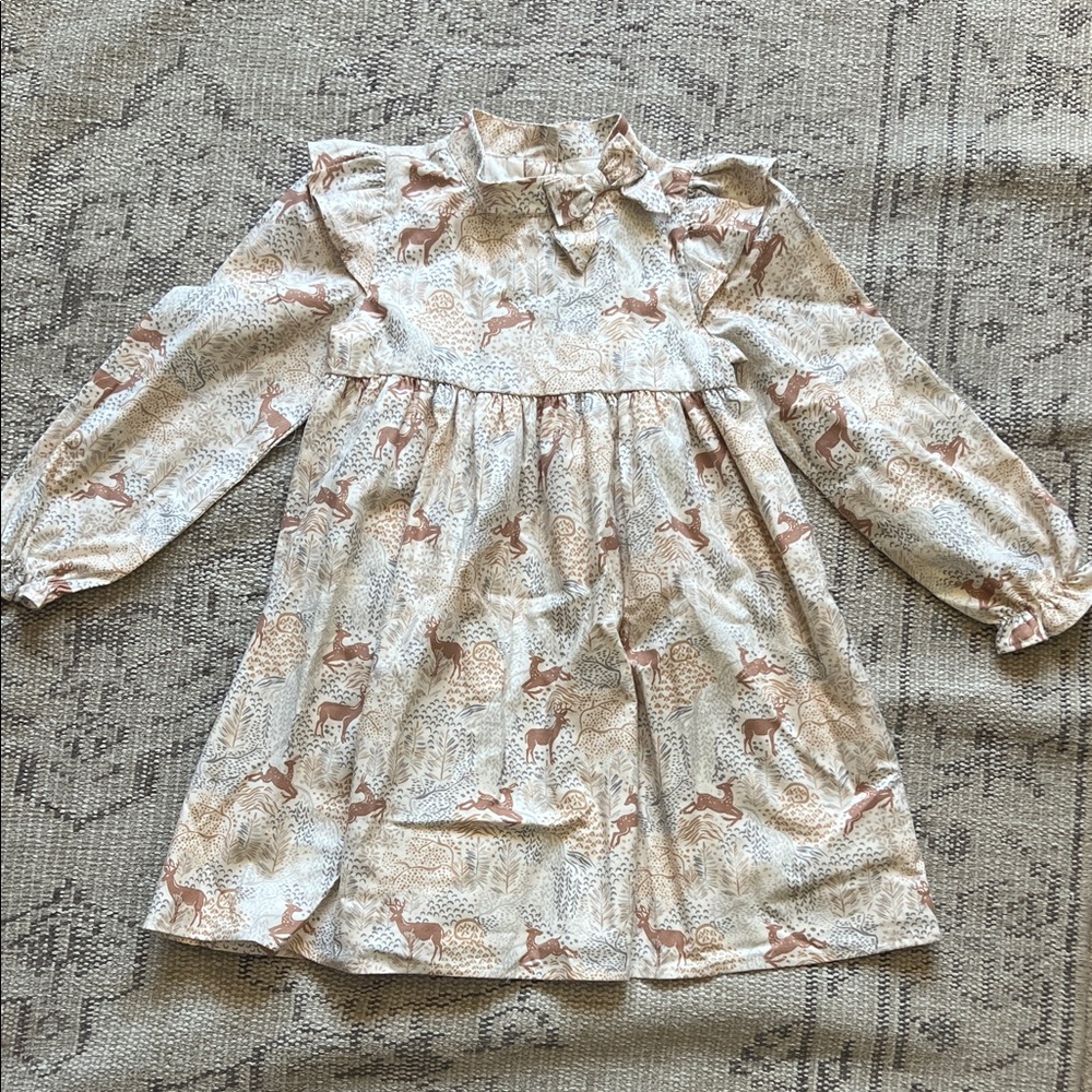 Janie and Jack Cream and Brown Kids Formal Dress